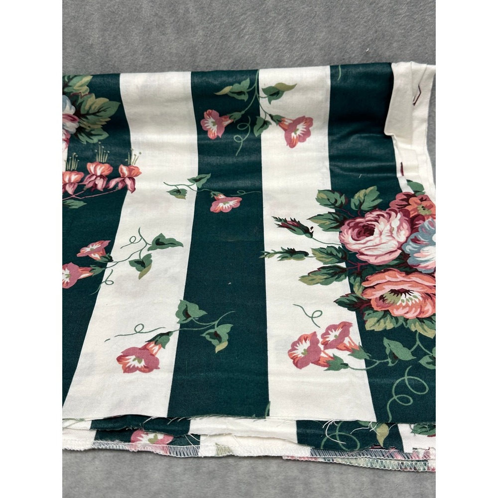 Waverly‎ Flora Stripe Fabric 26.5" x 50" Craft Green New Vintage Screen Print